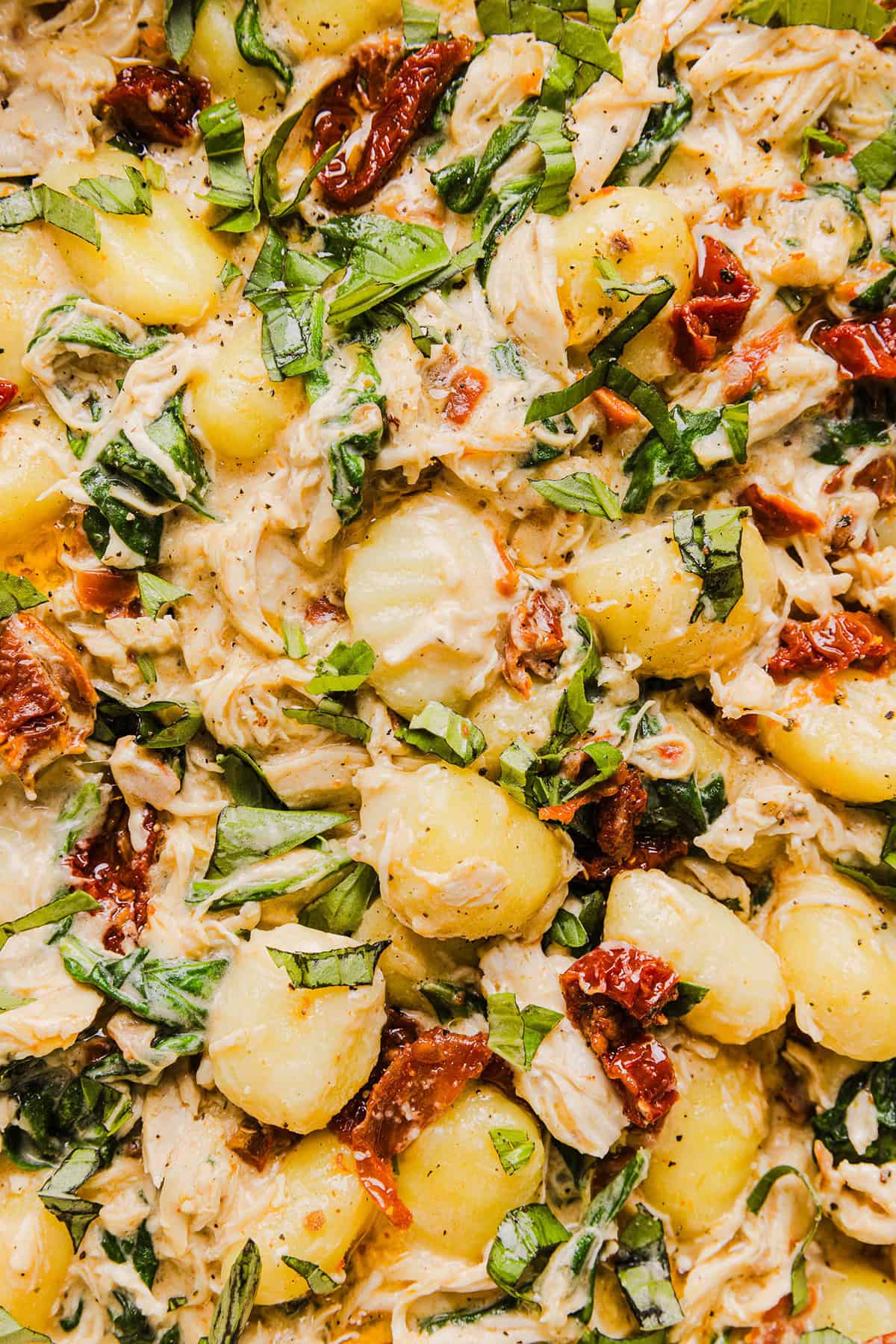 This EASY One Pan Marry Me Chicken and Gnocchi is the perfect weeknight meal! Pillowy soft gnocchi and tender chicken simmered together in a creamy sun dried tomato and parmesan sauce in just 20 minutes!