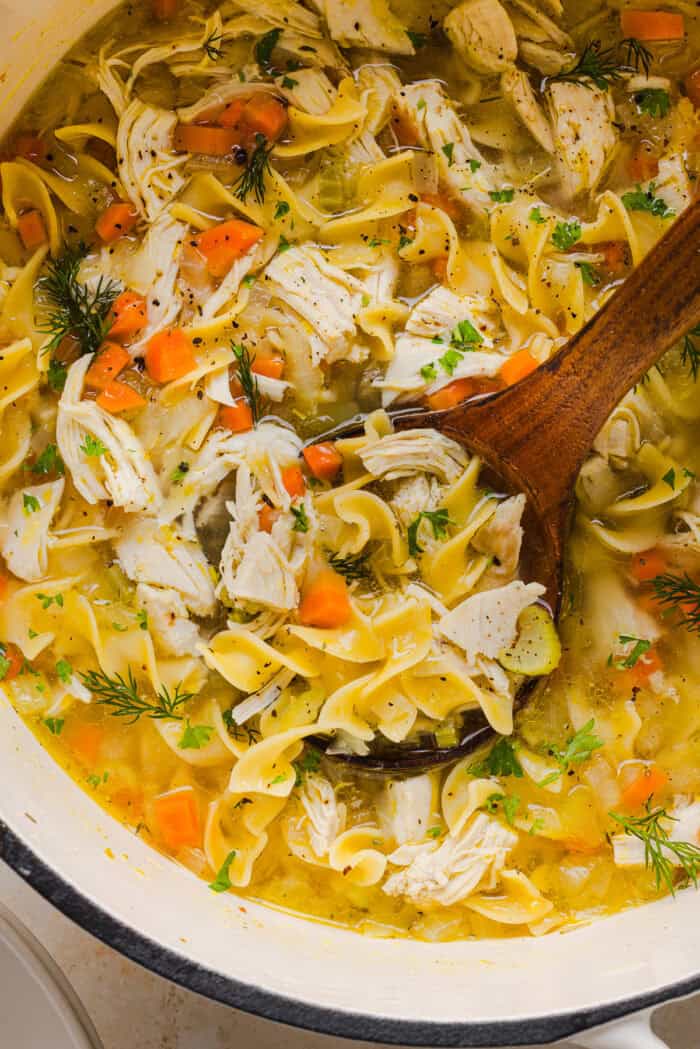 Enjoy a cozy bowl of this Easy Chicken Noodle Soup made with simple ingredients that pack in the flavor! Made with tender chicken, hearty vegetables and a rich, flavorful broth that is comforting and nourishing.