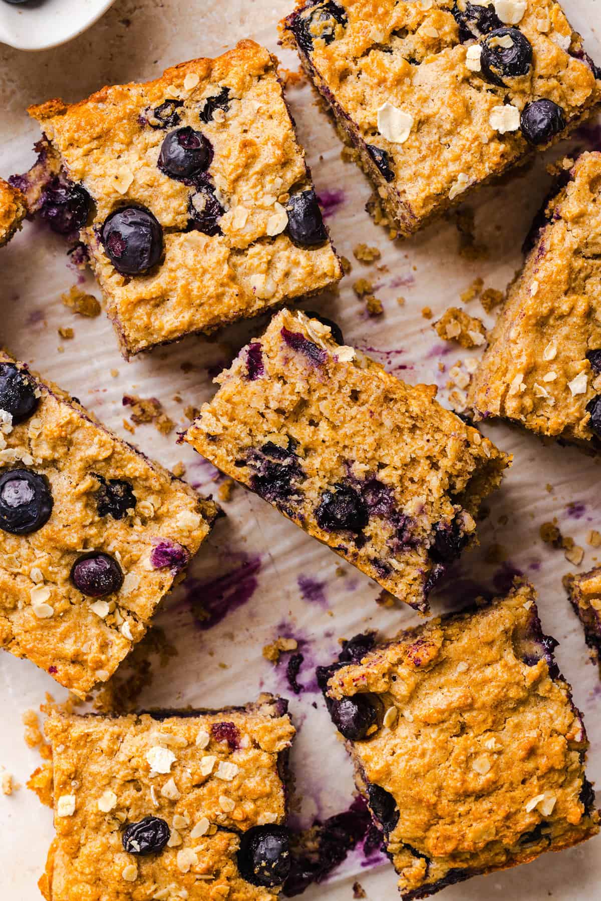 These Healthy Blueberry Oatmeal Breakfast Bars are easily made with wholesome oats, Greek yogurt, and fresh blueberries for the perfect morning breakfast or meal prep snack!