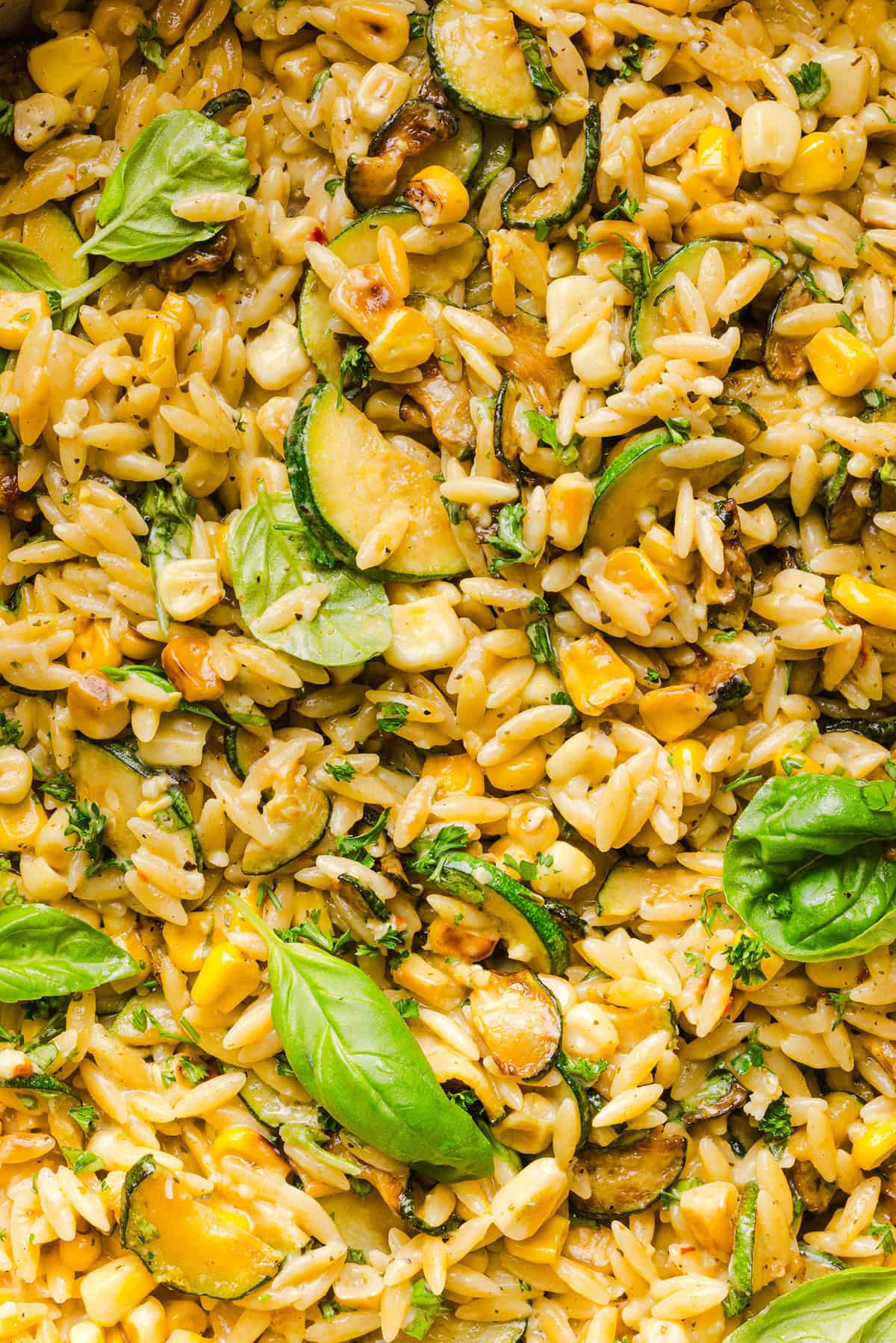 This creamy One Pan Lemon Garlic Orzo with Zucchini and Corn is fresh, flavorful and made in one skillet for an easy summer side dish or weeknight meal. Packed with fresh veggies, tender orzo, Parmesan, herbs and bright lemon flavor!