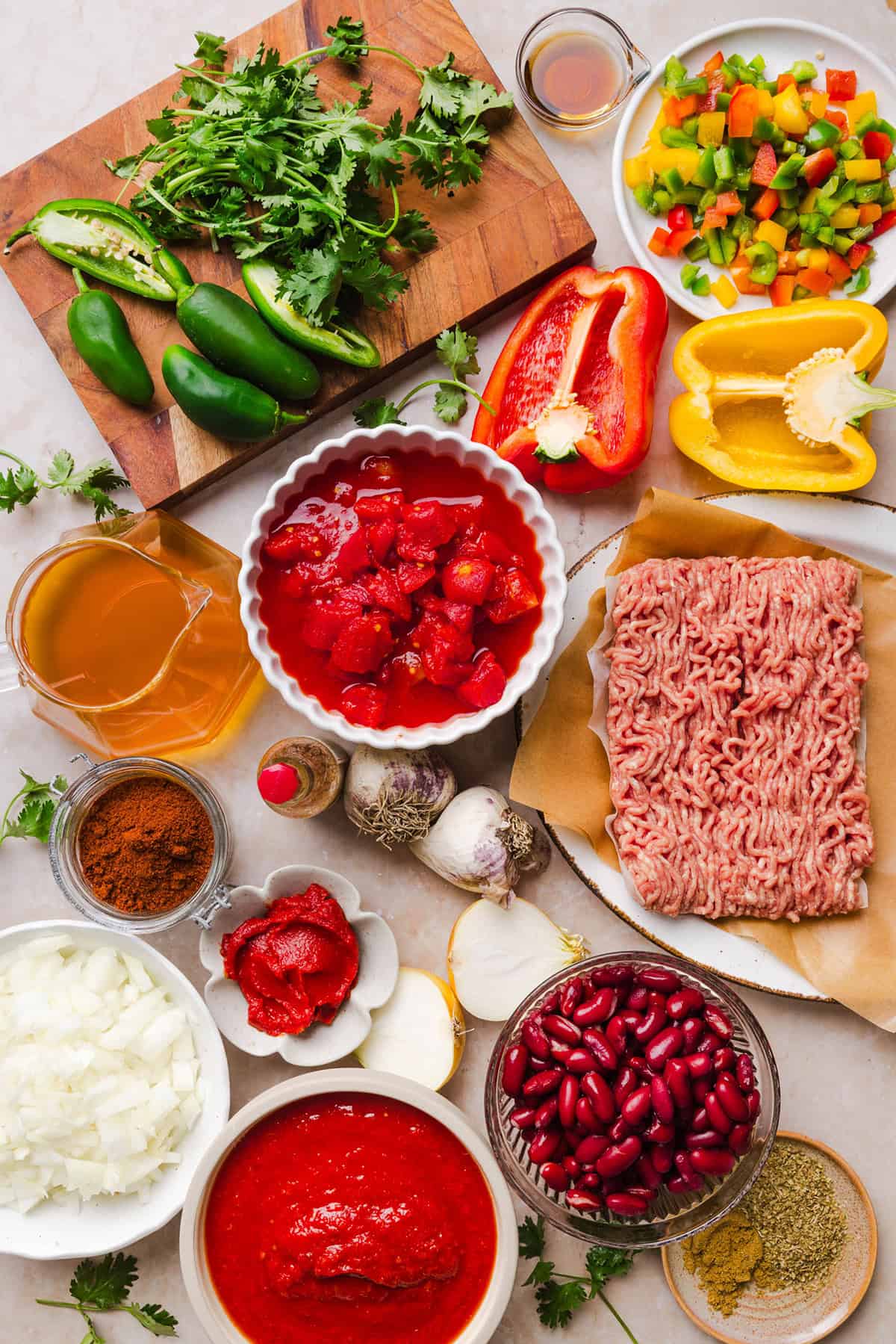 Ingredients for healthy turkey chili